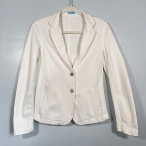 J.McLaughlin Size S White Cotton Blend Single-Breasted Two-Button Blazer Jacket